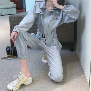 Set: Oversized Zip Jacket + Belted Pants