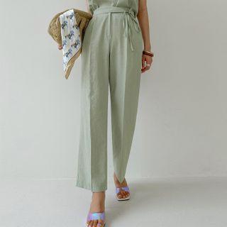 Self-tie Semi Wide Pants