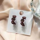 Flower Dangle Earring 1 Pair - Ear Studs - Brownish Purple - One Size
