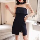 Strapless Front-slit Mini A-line Dress