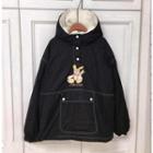 Printed Hood Pullover Jacket Black - One Size