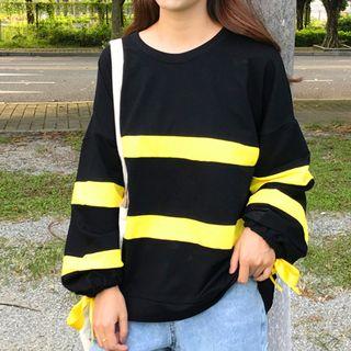 Puff-sleeve Color Block Sweatshirt