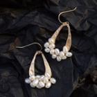 Pearl Accent Raindrop Earrings 1 Pair - Matte Gold - One Size