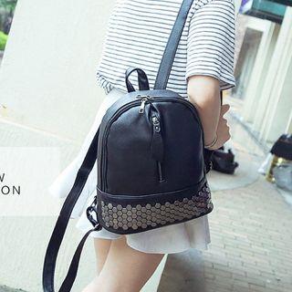 Faux-leather Zip Studded Backpack
