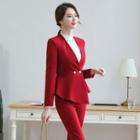 Double-breasted Blazer / Dress Pants / Blouse / Set