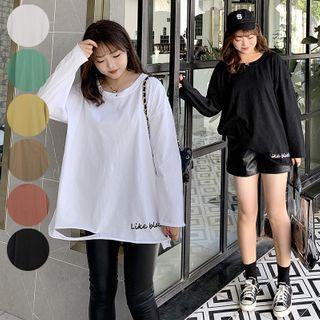 Long-sleeve Cutout Letter Printed T-shirt