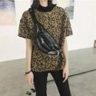 Short-sleeve Animal Print Knit T-shirt