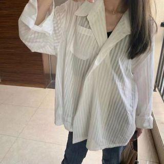 Striped Shirt / Camisole Top / Straight Leg Jeans / Set