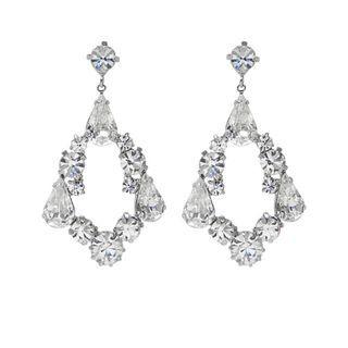 Rhinestone Cocktail Earrings One Size