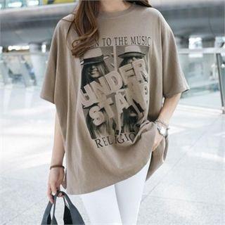 Lettering Printed Boxy-fit T-shirt