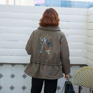 Hooded Lettered Zip Jacket