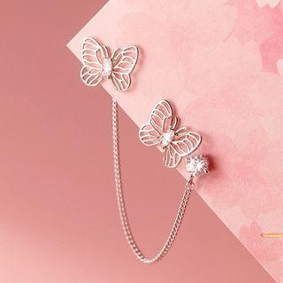 Sterling Silver Butterfly Earring 1 Pair - Silver - One Size