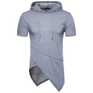Short-sleeve Hooded Asymmetrical T-shirt