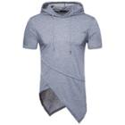 Short-sleeve Hooded Asymmetrical T-shirt
