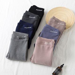 Letter Embroidered Fleece-lined Stripe Skinny Pants