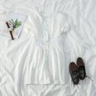 Plain Short-sleeve Pleated A-line Dress
