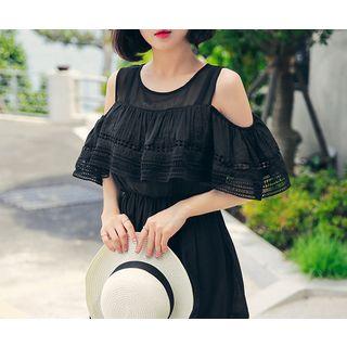 Cutout-sleeve Perforated Dress