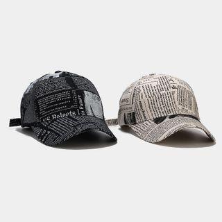 Newspaper Print Baseball Cap