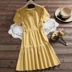 Plaid Ruffled Short-sleeve Tiered A-line Dress