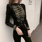 Double-breasted Embroidered Zip Jacket
