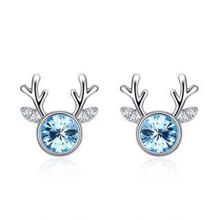 Crystal Deer Earring 1 Pair - Sky Blue - One Size