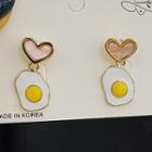 Alloy Fried Egg & Heart Dangle Earring