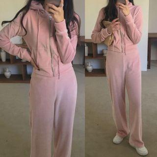 Set: Velvet Zipped Hoodie + Pants