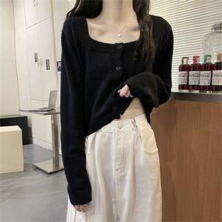 Square Neck Plain Cardigan