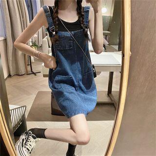 Denim Overall Dress Dark Blue - One Size