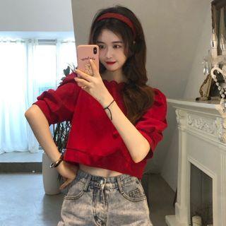 Balloon-sleeve Cropped T-shirt