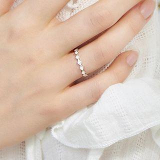 925 Sterling Silver Rhinestone Open Ring Silver - One Size