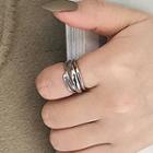 Alloy Layered Open Ring 1pc - Silver - One Size
