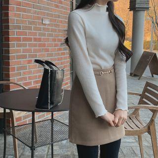 Horse-bit Woolen Miniskirt