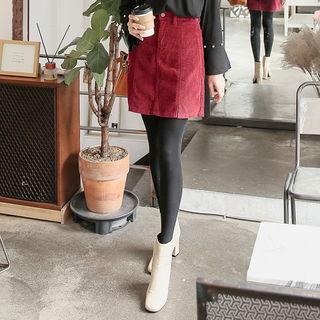 Zip-front Corduroy Mini Skirt