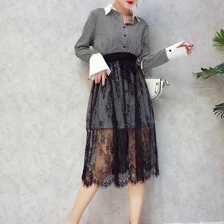 Set: Shirt Dress + Lace Midi Skirt