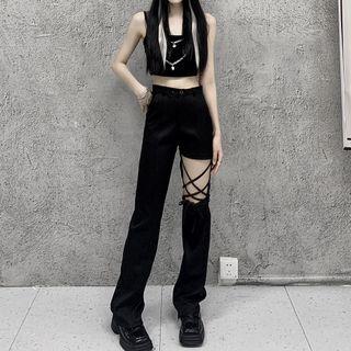 High Waist Cutout Straight Leg Pants / Camisole Top / Set