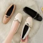 Faux Leather Furry Trim Bow-accent Flats