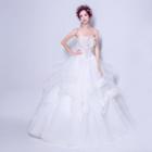 Strapless Embellished Applique Wedding Dress