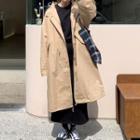 Button Long Trench Coat Khaki - One Size