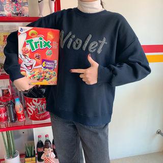 Violet Letter Appliqu  Sweatshirt