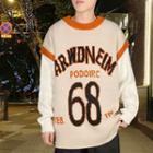 Mock Two-piece Numbering Sweater