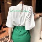 Lettering Elbow-sleeve T-shirt / A-line Skirt