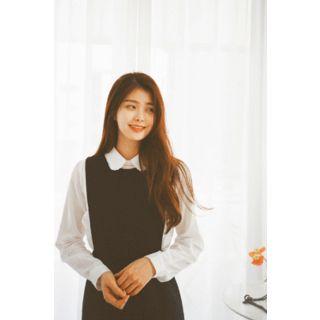 Peter Pan-collar Button-back Blouse