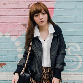 Faux-leather Hooded Jacket