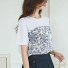 Patterned-panel Loose-fit T-shirt