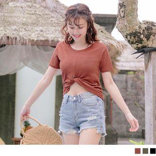 Knotted Hem Short Sleeve T-shirt