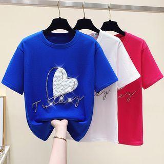 Nail Heart Short-sleeve Loose-fit Top