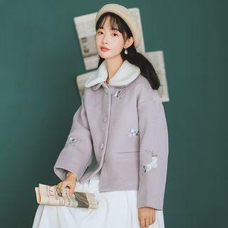 Flower Embroidered Single-breasted Jacket