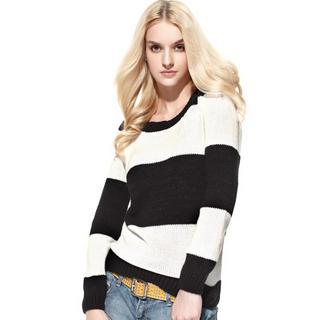Scoop-neck Striped Sweater
