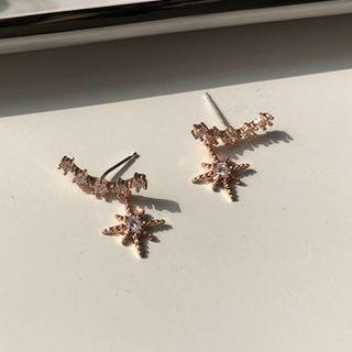 Rhinestone Star Earring 1 Pair - Silver Needle - One Size